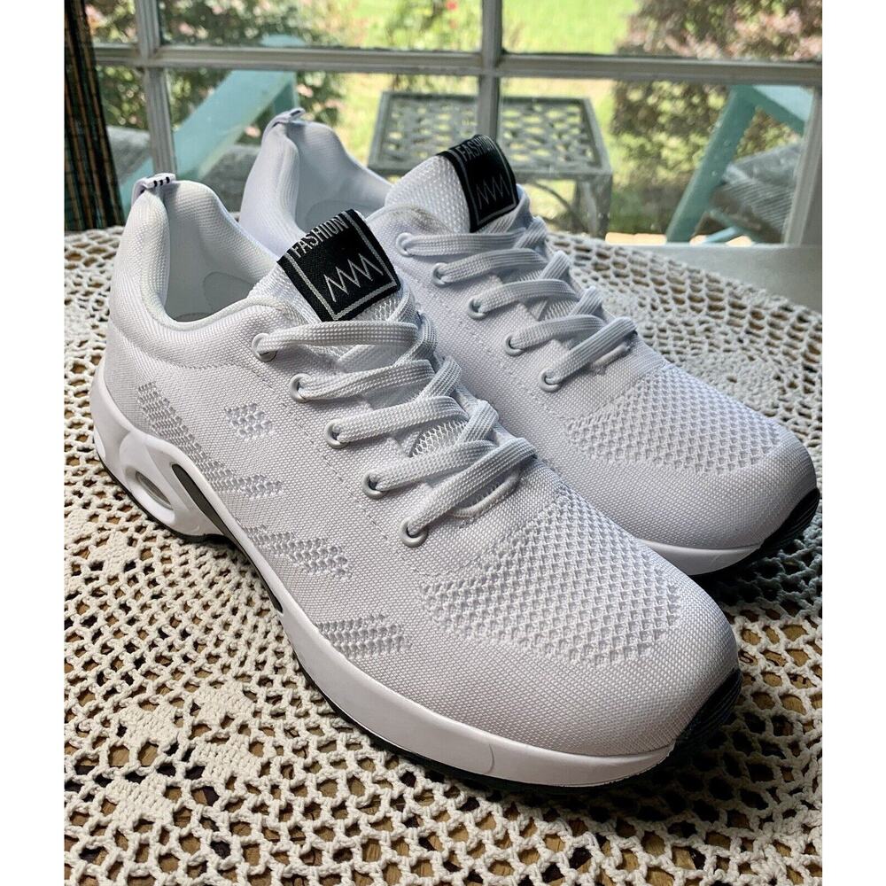 Ladies Nice-Nice Fashion Sneakers White Size 8.5M Mesh Breathable Arch-Soles 641